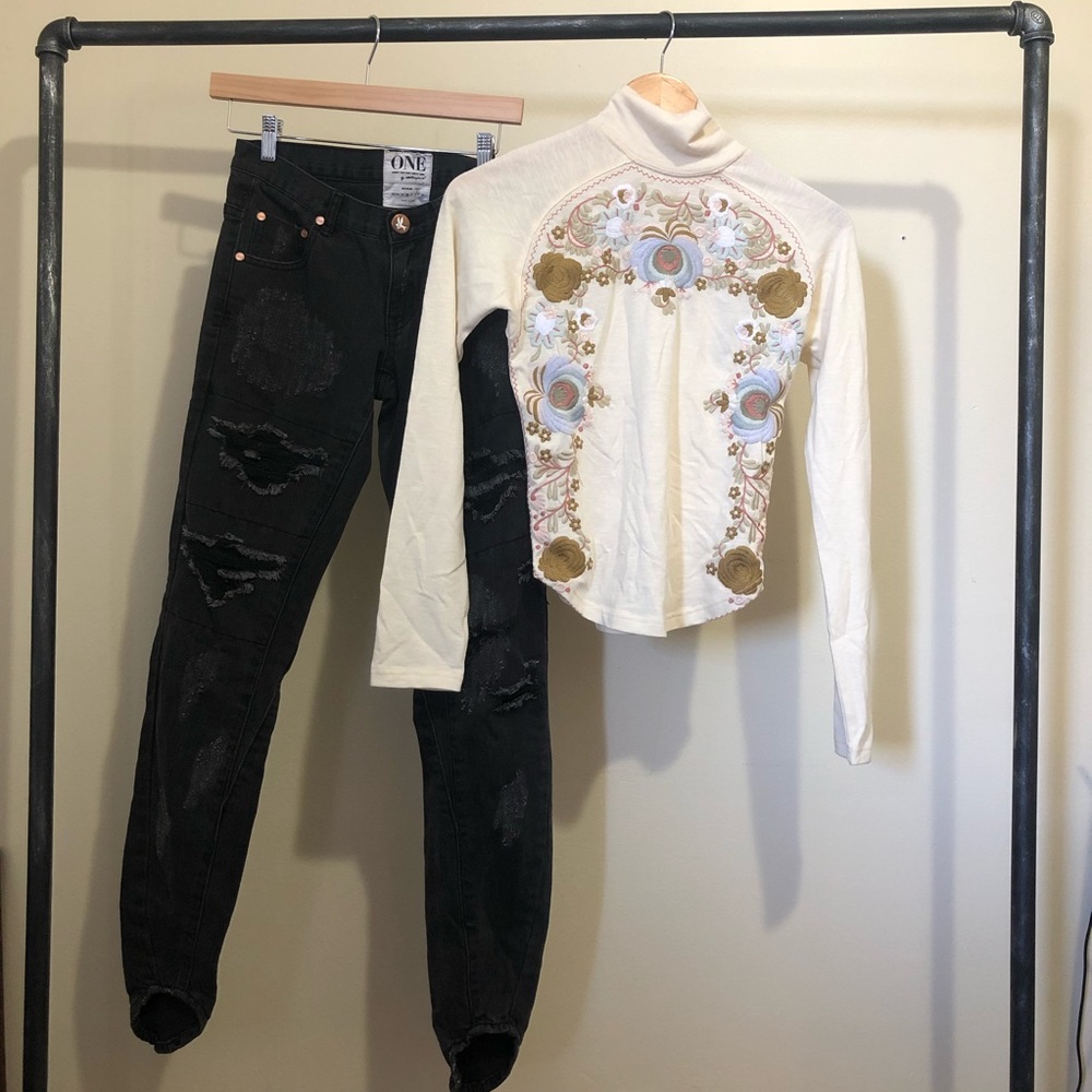 One Teaspoon Jeans and Free People Turtle Neck LS